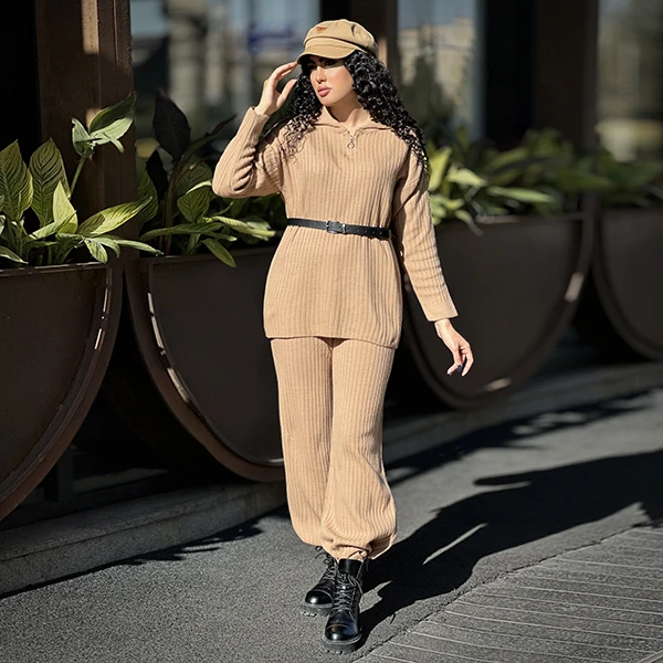 ست بلوز و شلوار بافت زیپدار از برند SDN